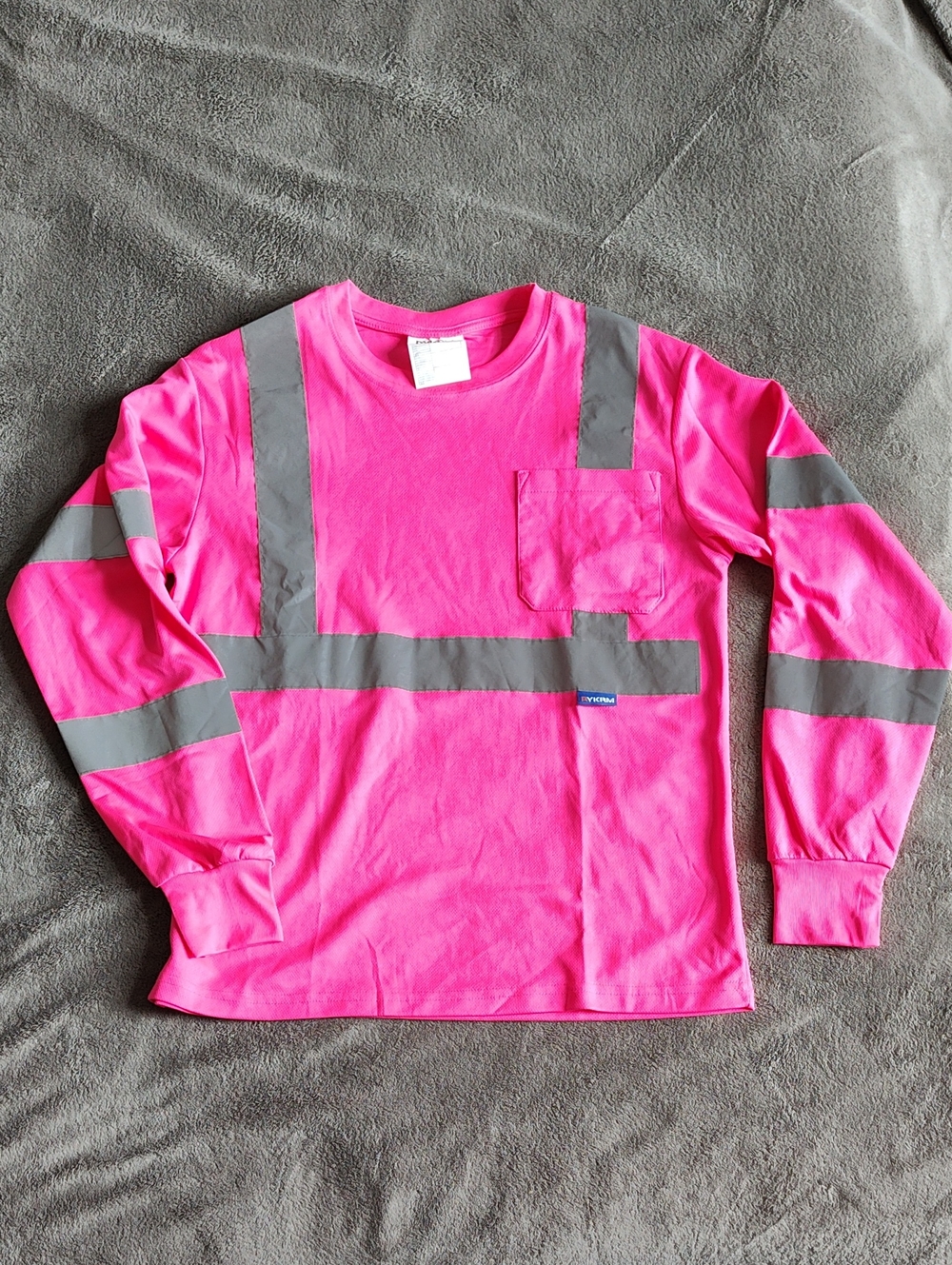 Hi-Vis Pink Long-Sleeve Safety Pocket Tee